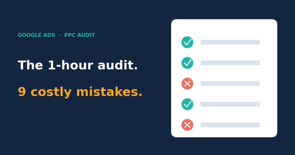 Illustration of an audit checklist for a Google Ads account